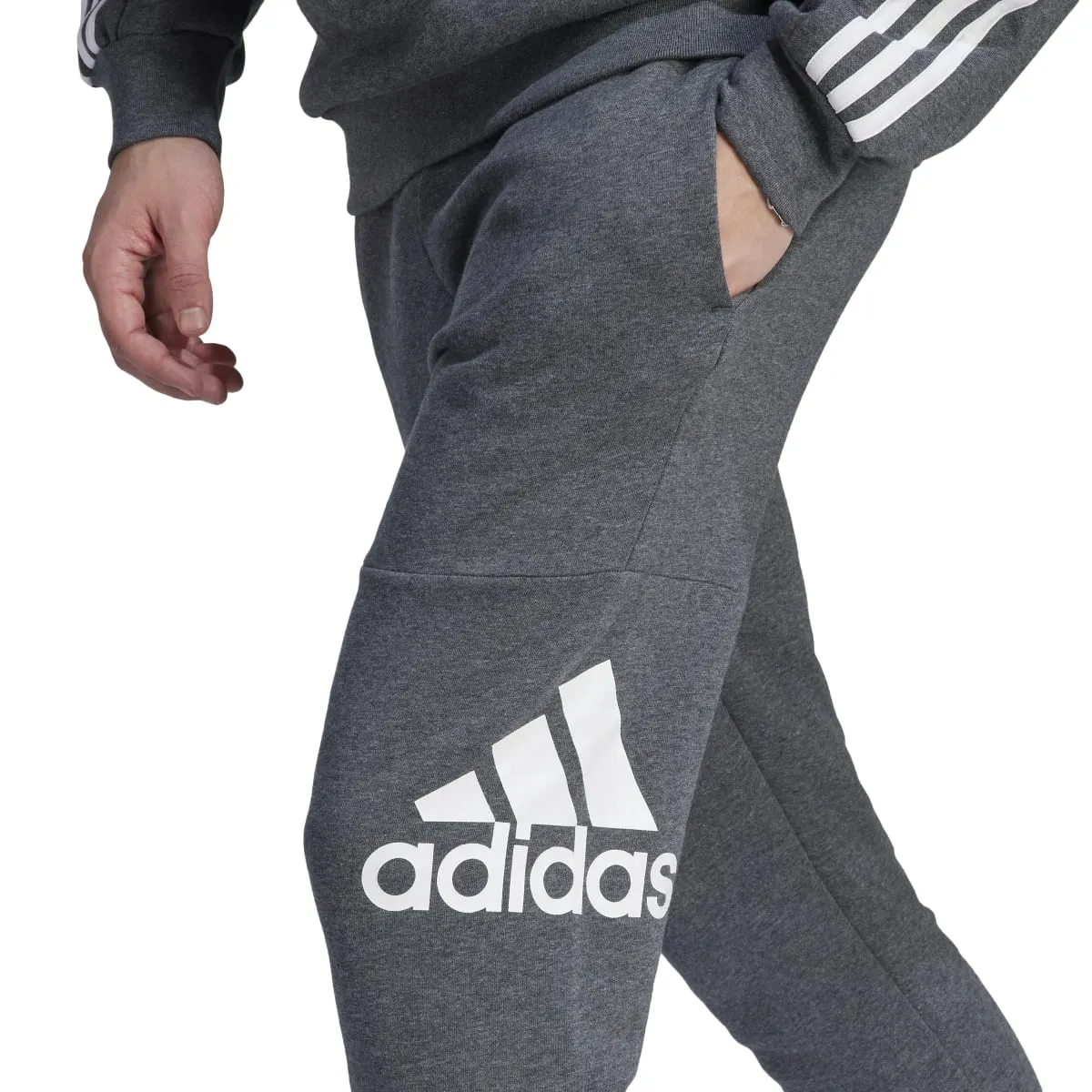 adidas Men's Essentials Fleece Tapered Cuff Big Logo Joggers