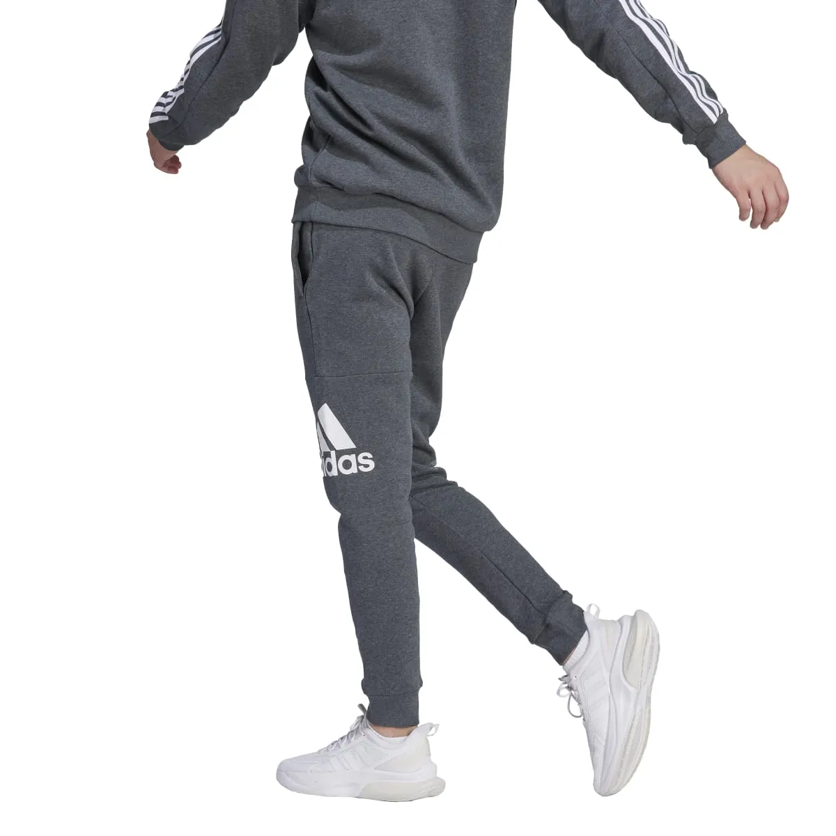 adidas Men's Essentials Fleece Tapered Cuff Big Logo Joggers