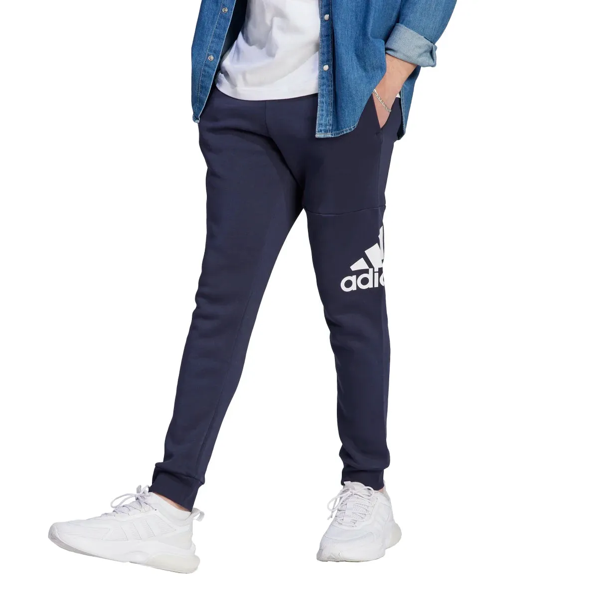 adidas Men's Essentials Fleece Tapered Cuff Big Logo Joggers