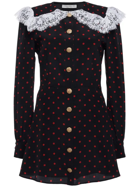 Alessandra Rich   Polka dot print silk mini dress 