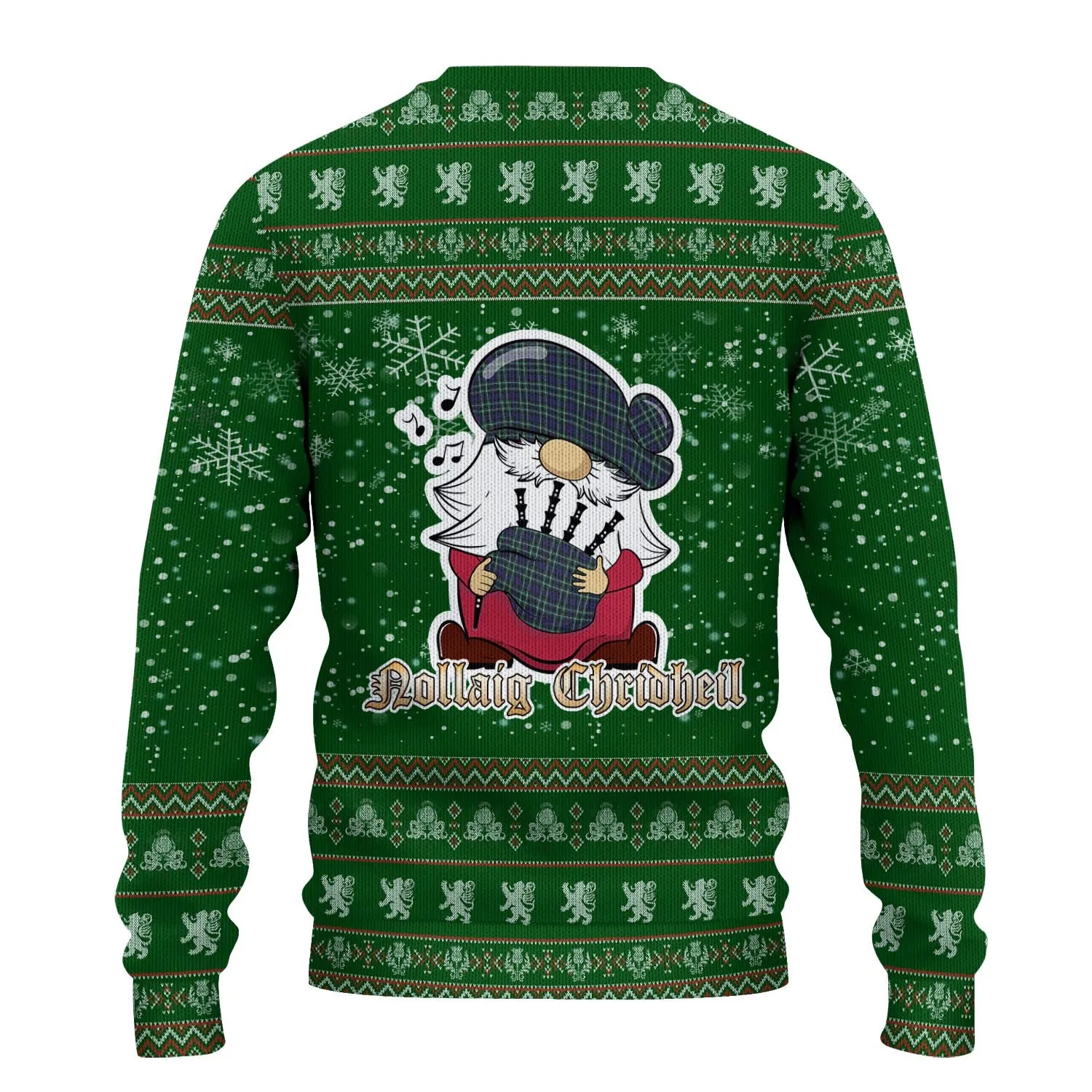 Allardice Clan Christmas Family Ugly Sweater with Funny Gnome Playing Bagpipes