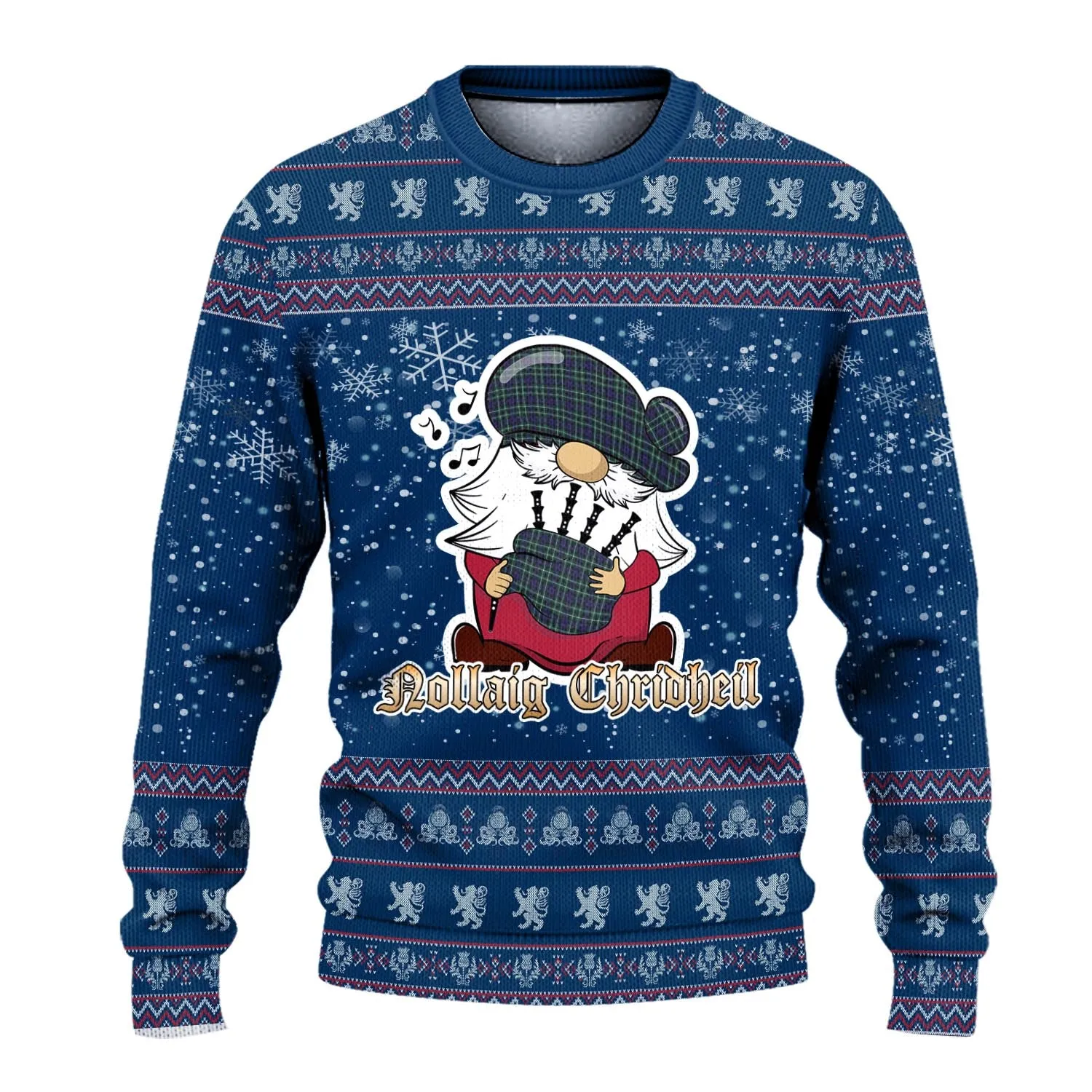 Allardice Clan Christmas Family Ugly Sweater with Funny Gnome Playing Bagpipes