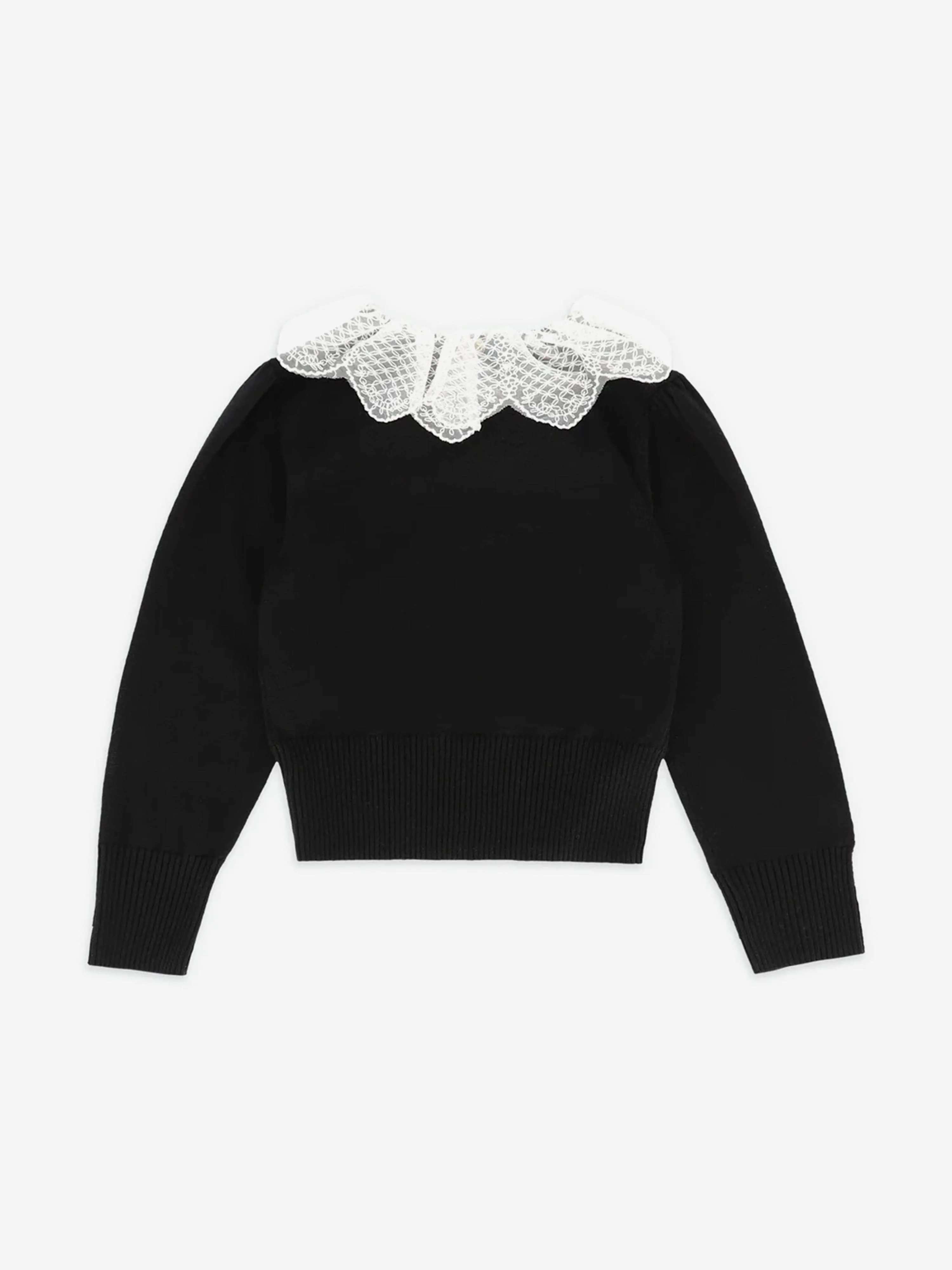 Angels Face Girls Meg Lace Collar Jumper in Black