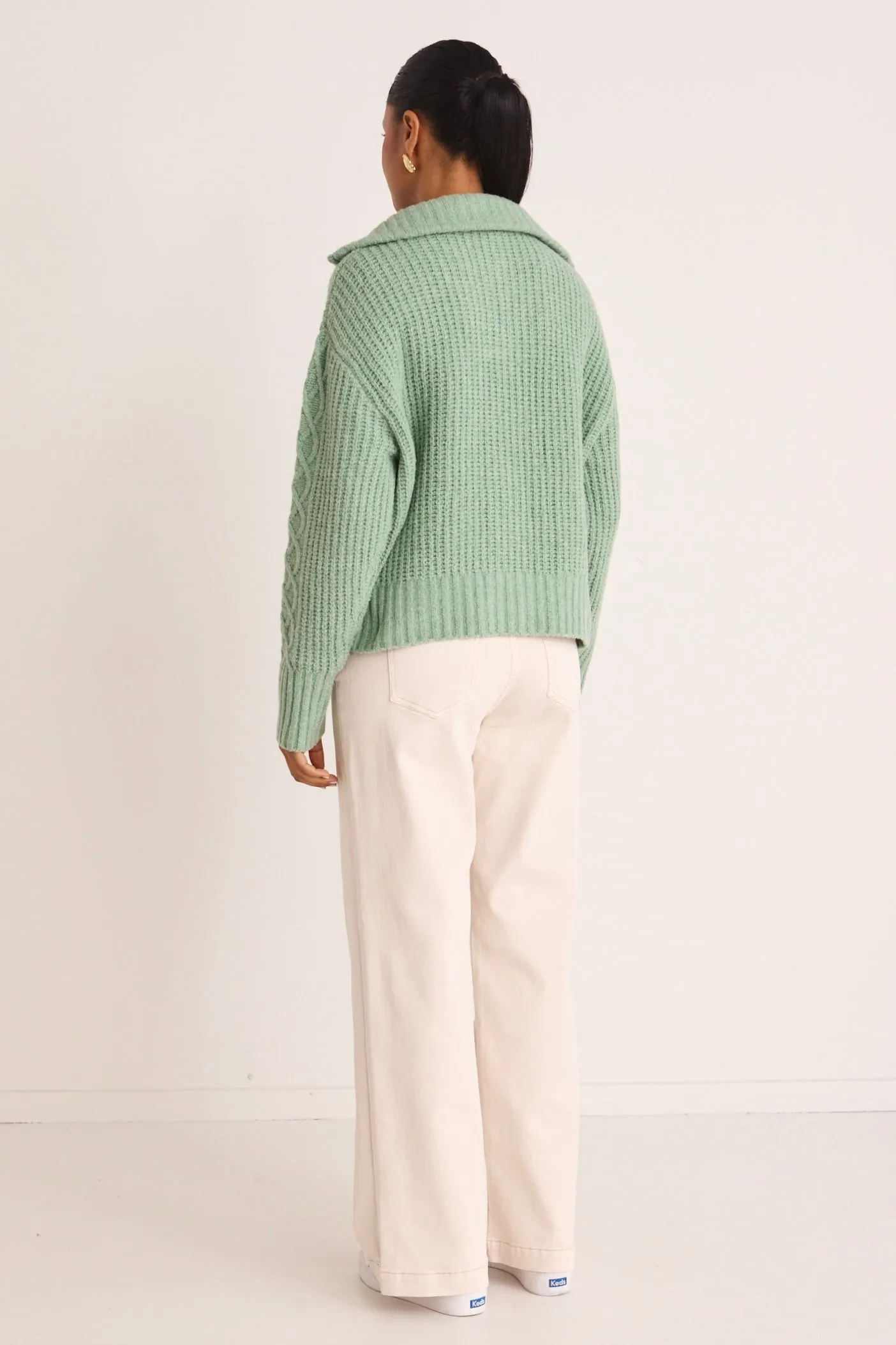 Axis Sage Quarter Zip Knit Jumper