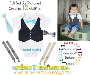 Baby Shower Gift Baby Boy Bundle Bow Ties Vest Suspenders