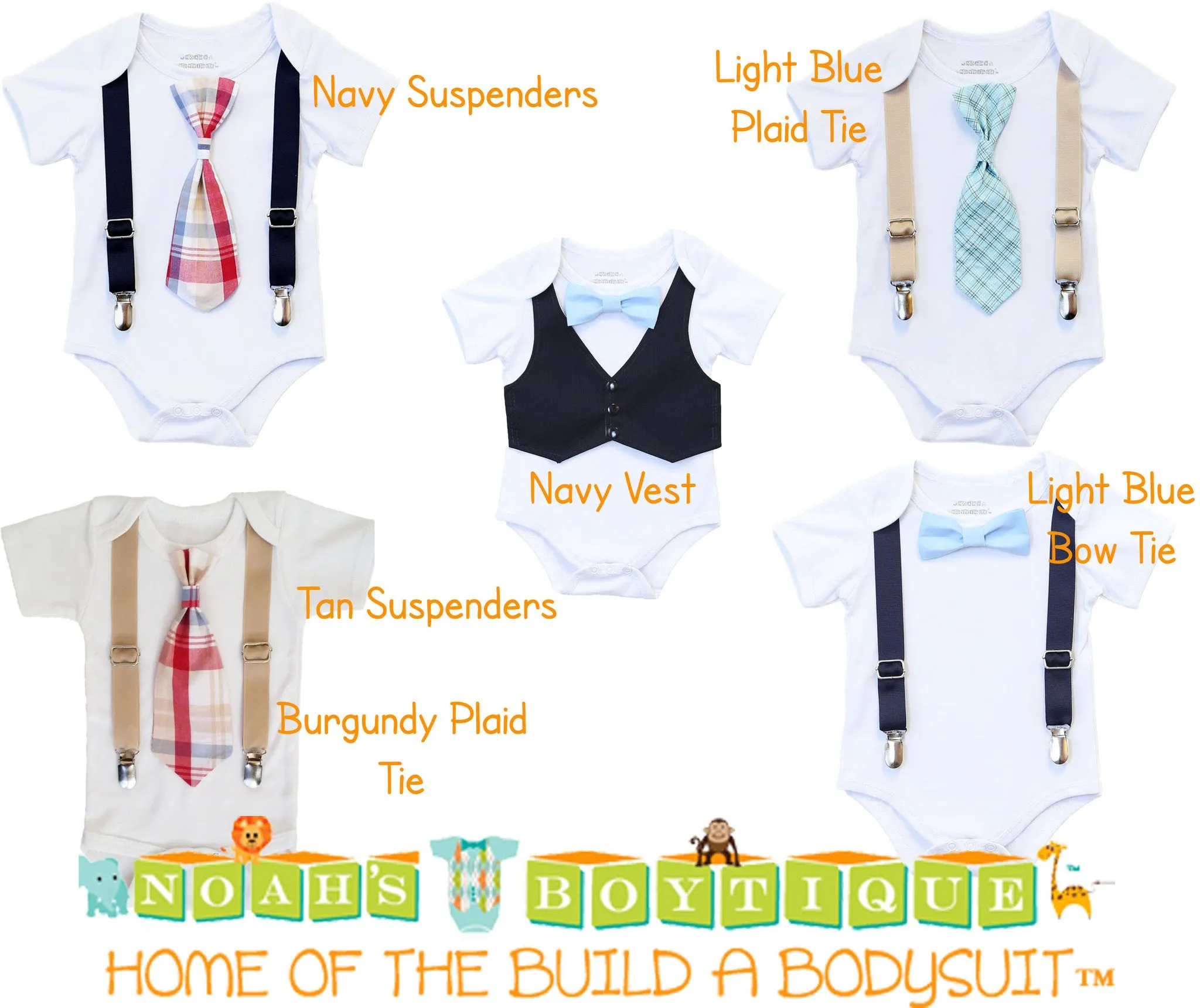 Baby Shower Gift Baby Boy Bundle Bow Ties Vest Suspenders