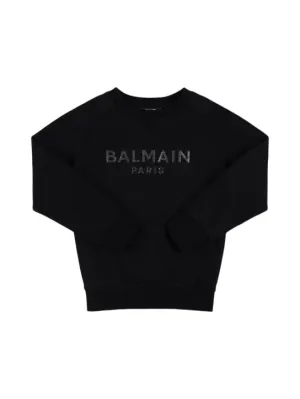 Balmain   Cotton crewneck sweatshirt w/ logo 