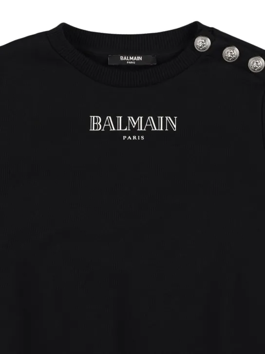 Balmain   Printed logo cotton crewneck sweatshirt 