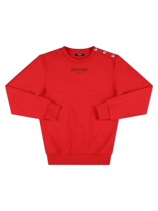 Balmain   Printed logo cotton crewneck sweatshirt 