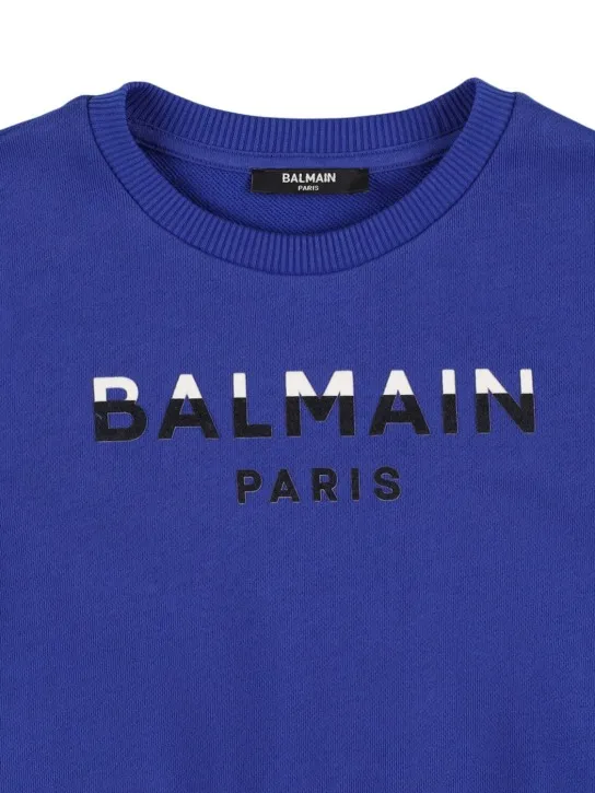 Balmain   Printed logo cotton crewneck sweatshirt 