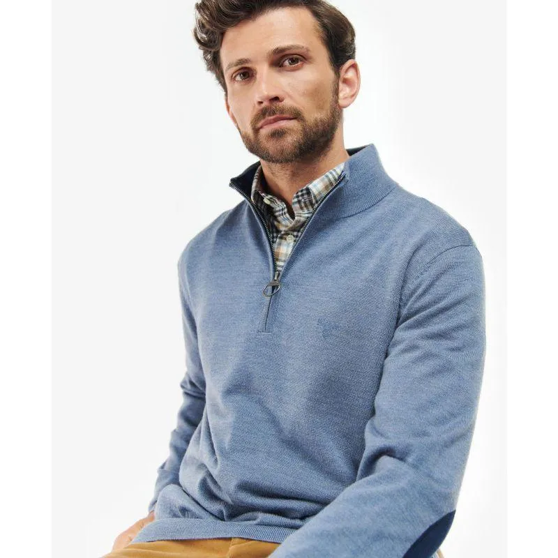 Barbour Loyton Merino Mens 1/4 Zip Jumper - Denim Blue