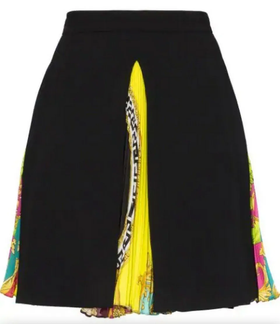 Baroque Pleated-Panel Mini-Skirt