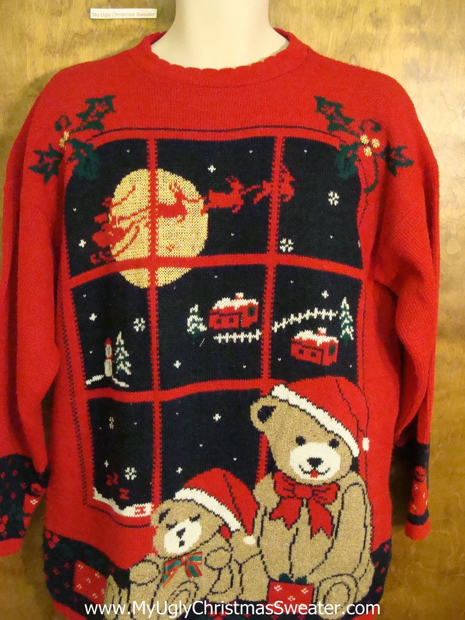 Best 80s Teddy Bear and Reindeer Ugliest Christmas Sweater Pullover