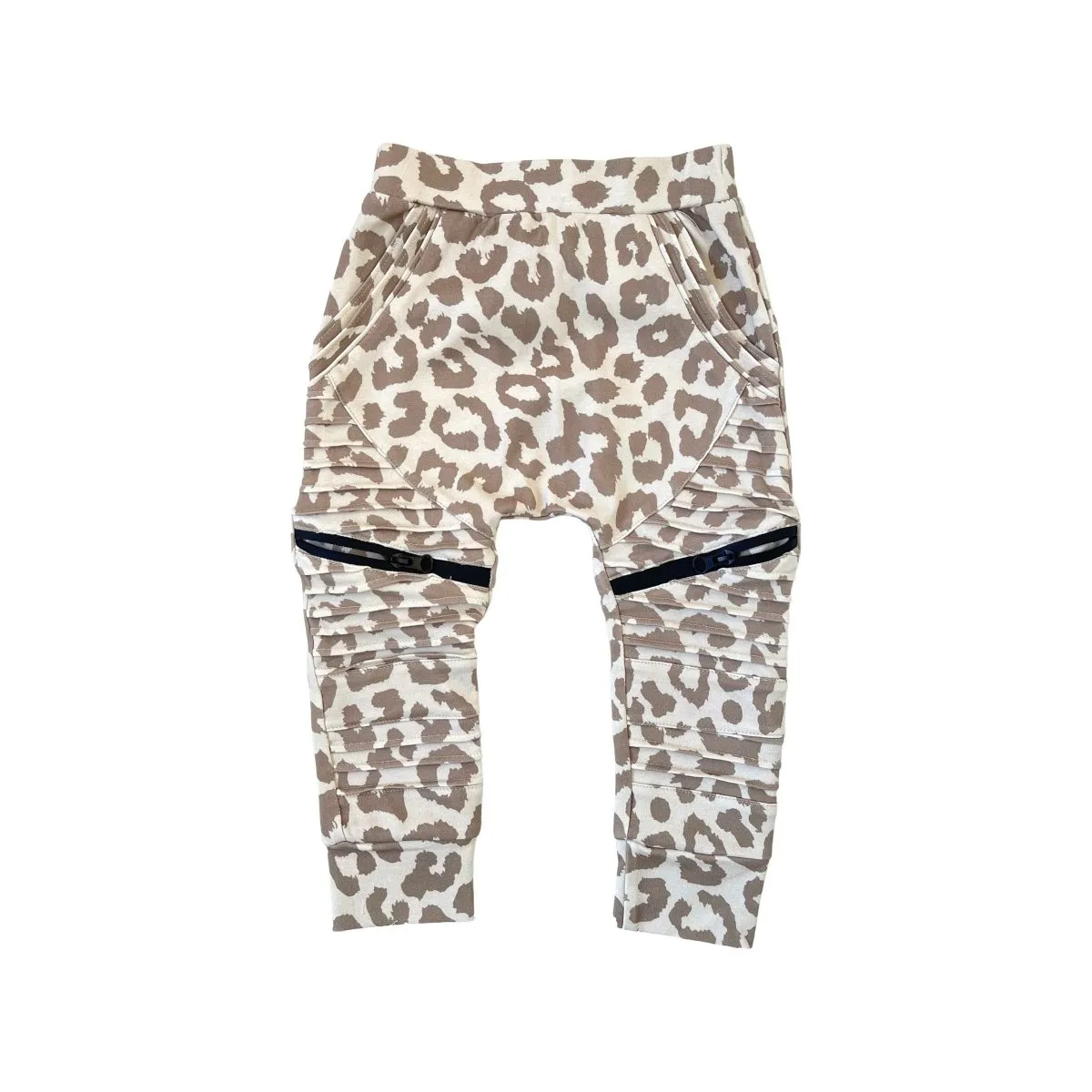 Biker Joggers- Tan Leopard