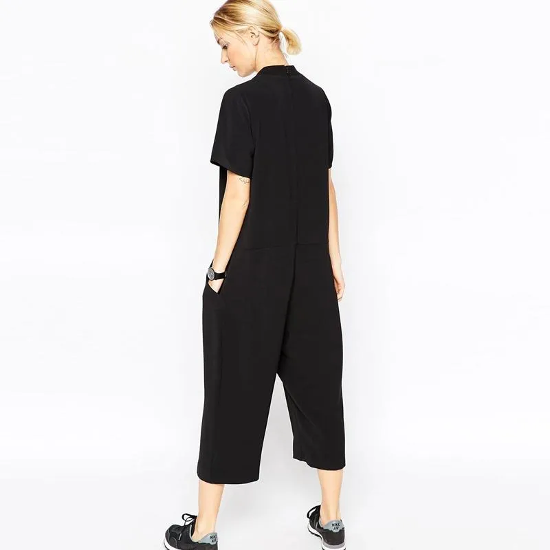 Black Casual Bib Overall