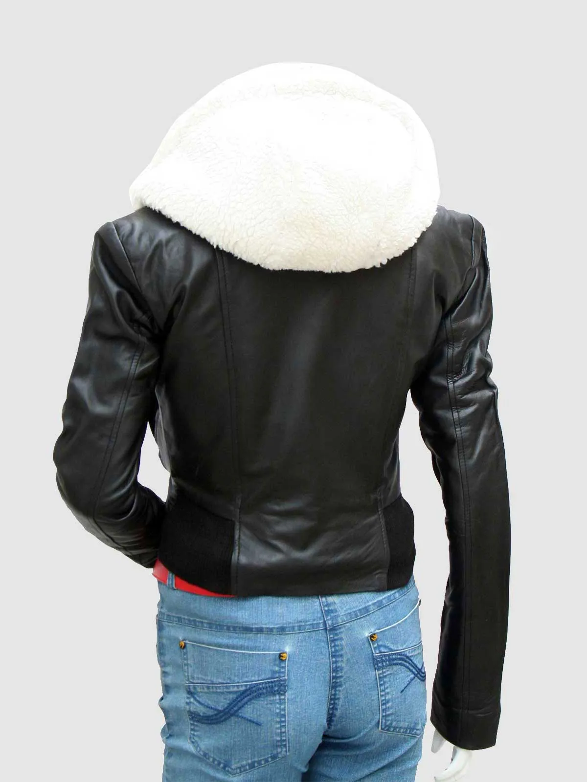 Black Leather Jacket with Fur