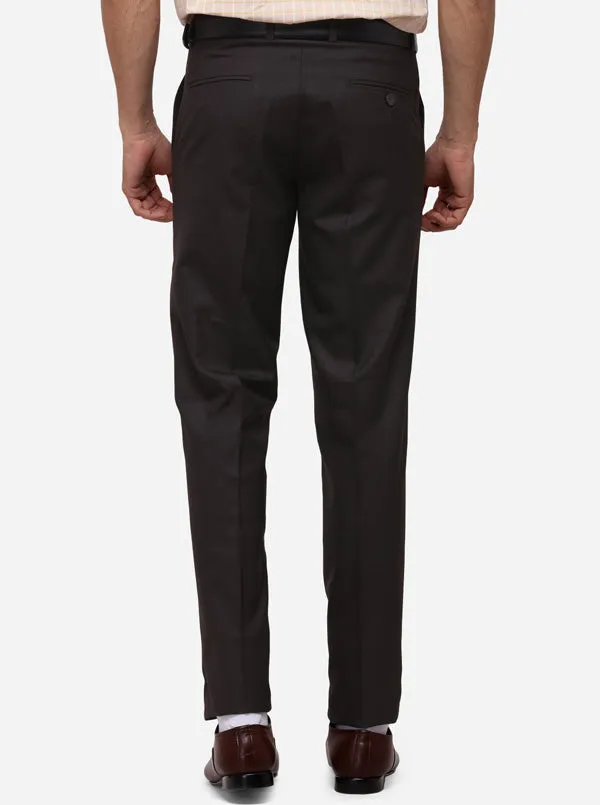 Brown Slim Fit Checked Formal Trouser | Greenfibre