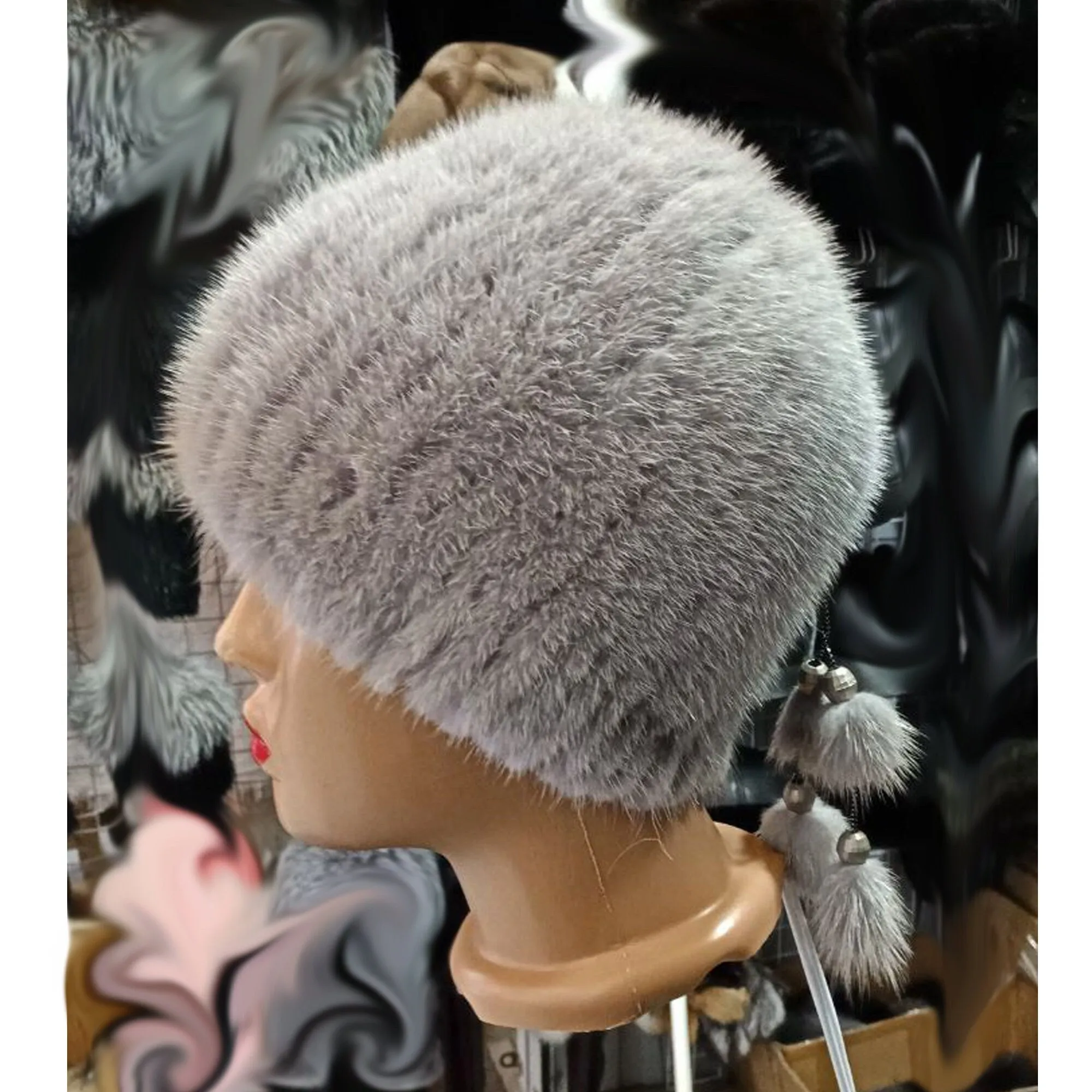 BY ORDER Women Mink Fur Hat, Fur Hat, Stretchy Fur hat, Knit Fur Hat, Mink Fur Hat Girl Fur Hat, Trapper Hat, Real fur Hat, Fluffy hat Black