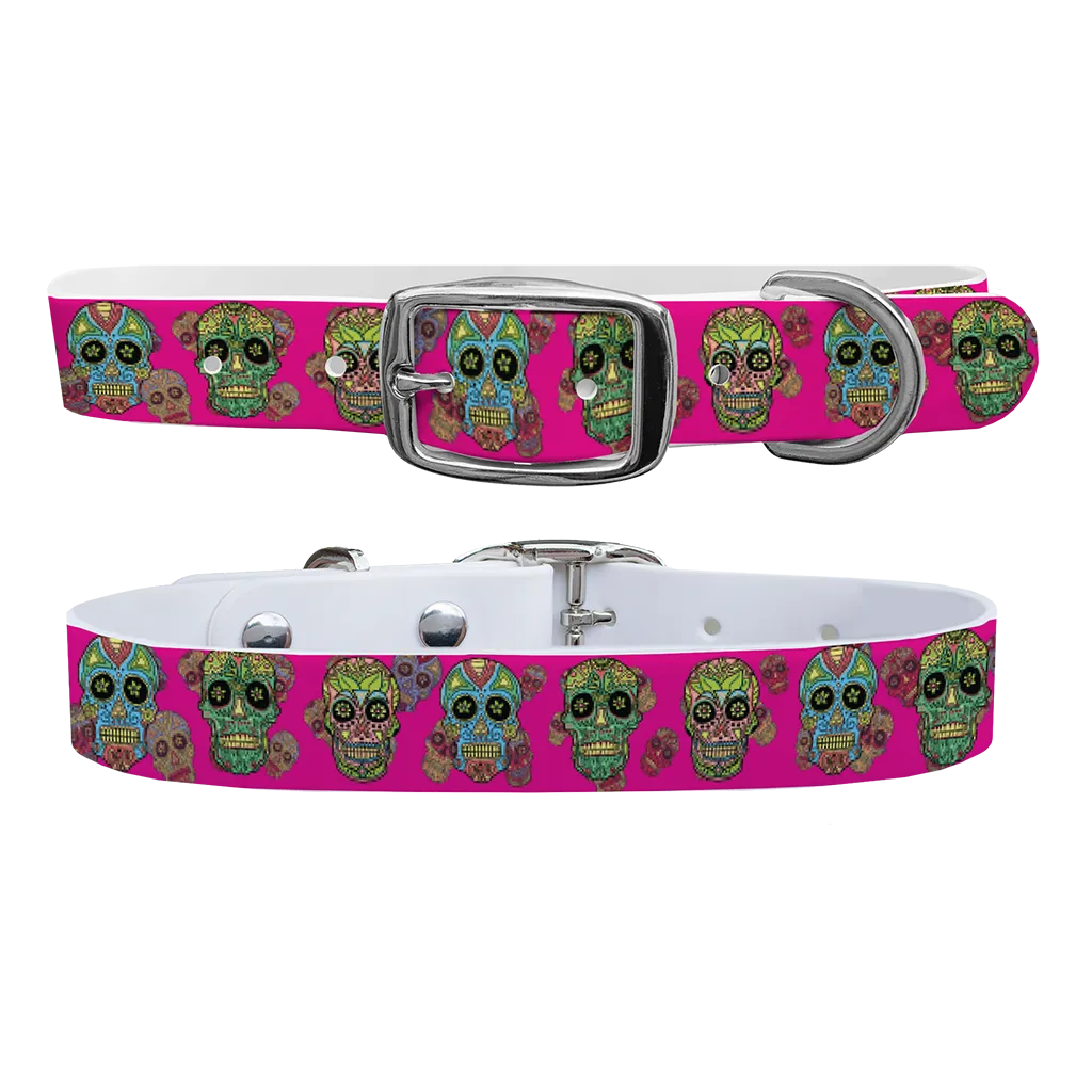 C4 Dog Collar (Sugar Skulls Hot Pink )