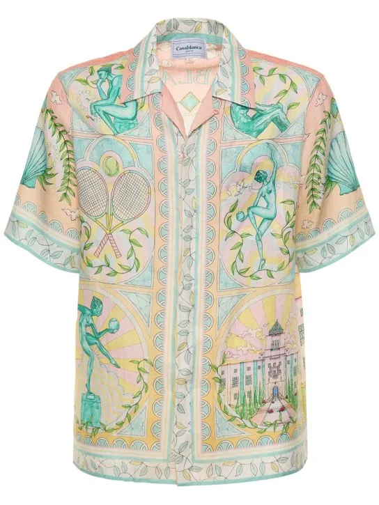 Casablanca   Cuban collar linen short sleeve shirt 