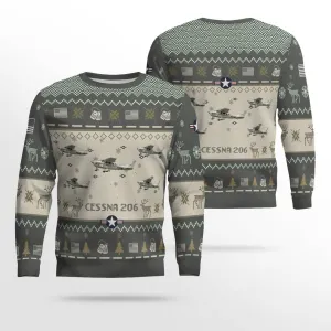 Cessna 206_Aircraft Ugly Sweater, Ugly Sweater Christmas Shirt for Men Dad Veteran