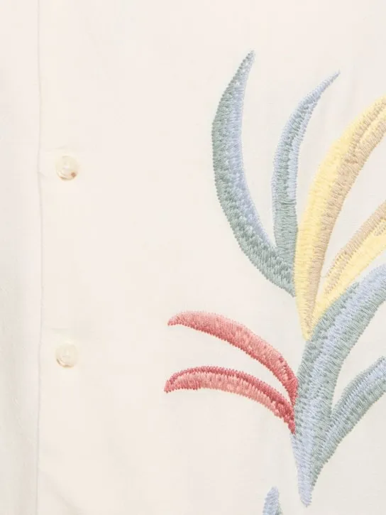 Commas   Palm embroidered camp collar shirt 