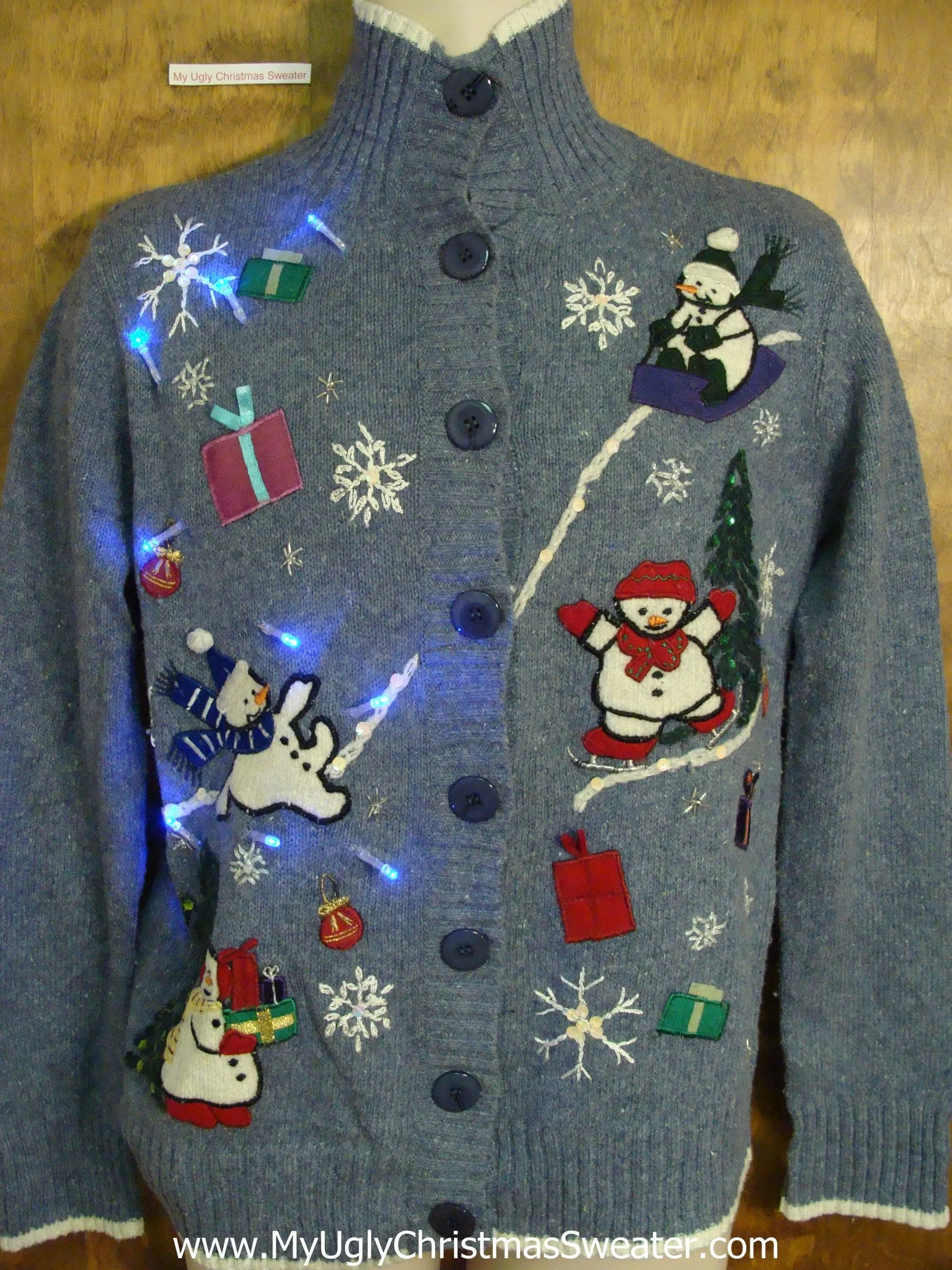 Crazy Sport Snowmen Christmas Sweater with Lights