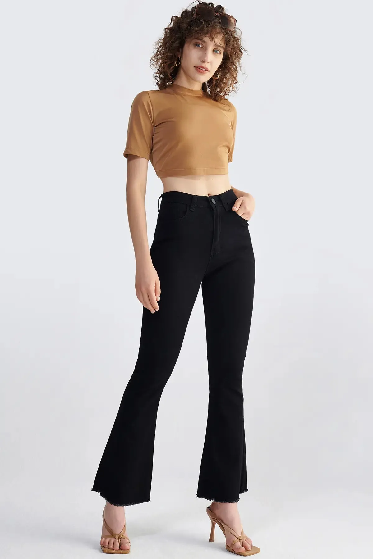 Cut Out Ruched Tie Back Crop Tee