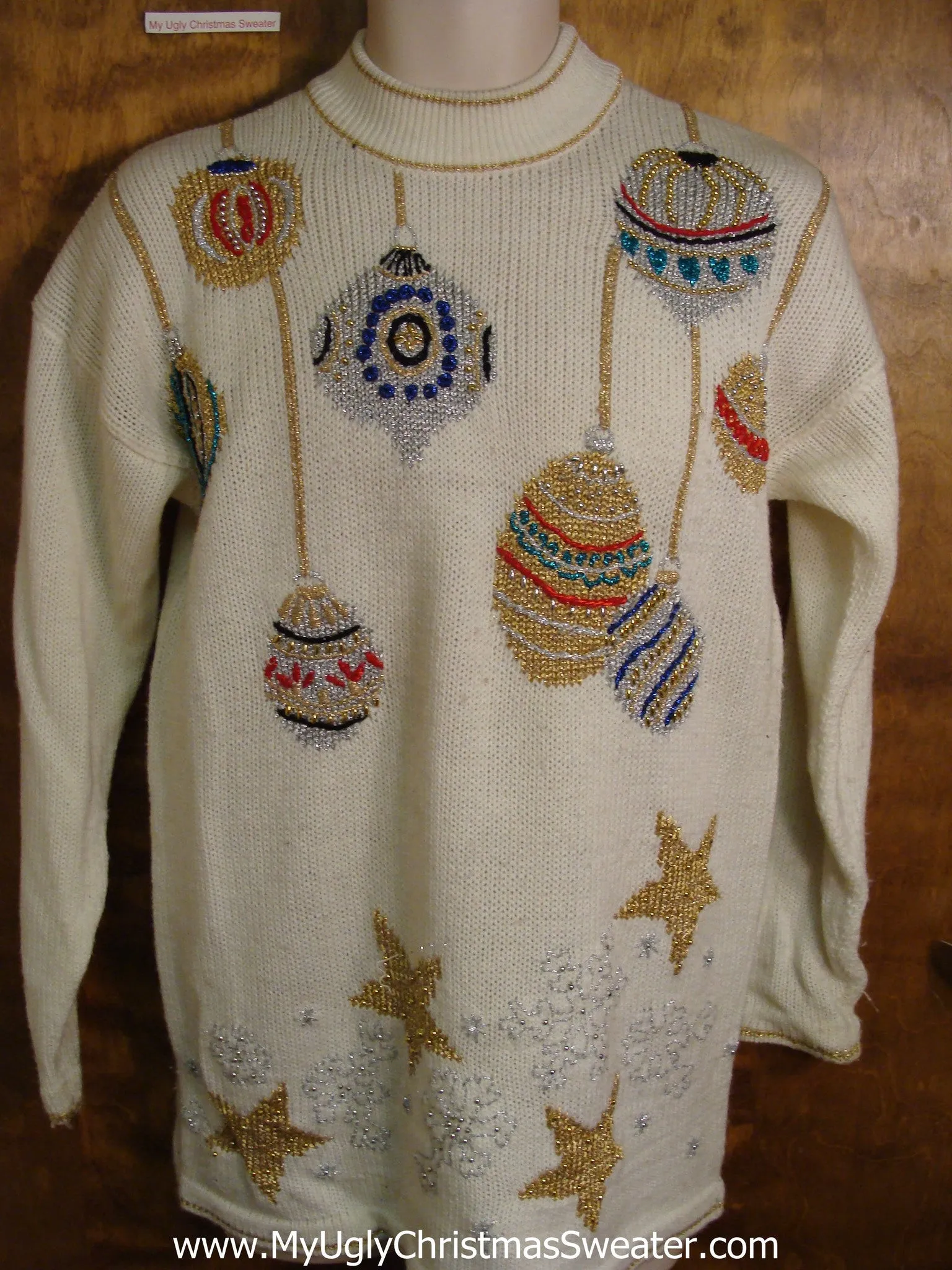 Cute 80s Acrylic Ornament Themed Holiday Sweater