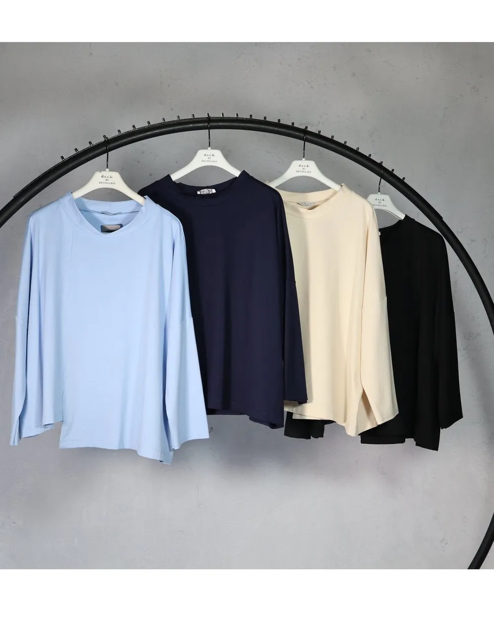 D.E.C.K By Decollage 3527 Plain Punto Milano Round Neck Top (2 Colours)