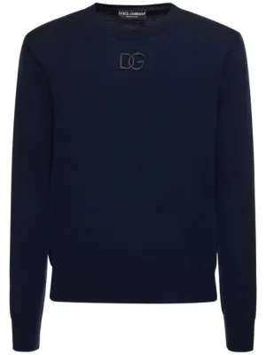 Dolce&amp;Gabbana   Logo embroidered wool crewneck sweater 