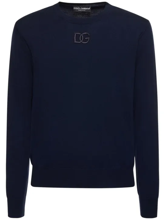 Dolce&amp;Gabbana   Logo embroidered wool crewneck sweater 