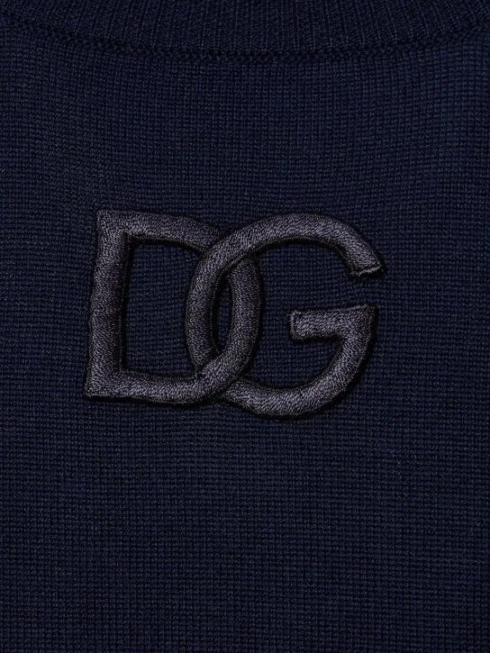 Dolce&amp;Gabbana   Logo embroidered wool crewneck sweater 