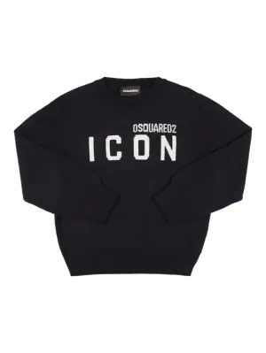 Dsquared2   Icon intarsia wool blend knit sweater 