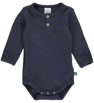 Fred's World Jacquard Navy Long Sleeved Onesie