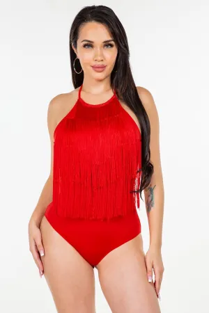 Fringe Halter Bodysuit