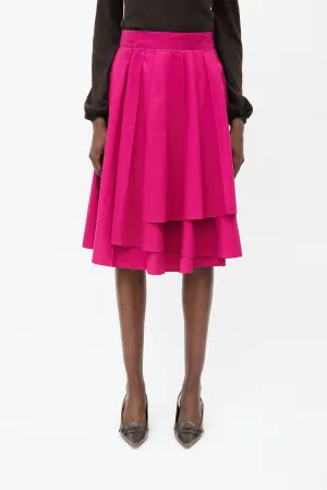 Fuchsia Pleated Wrap Skirt