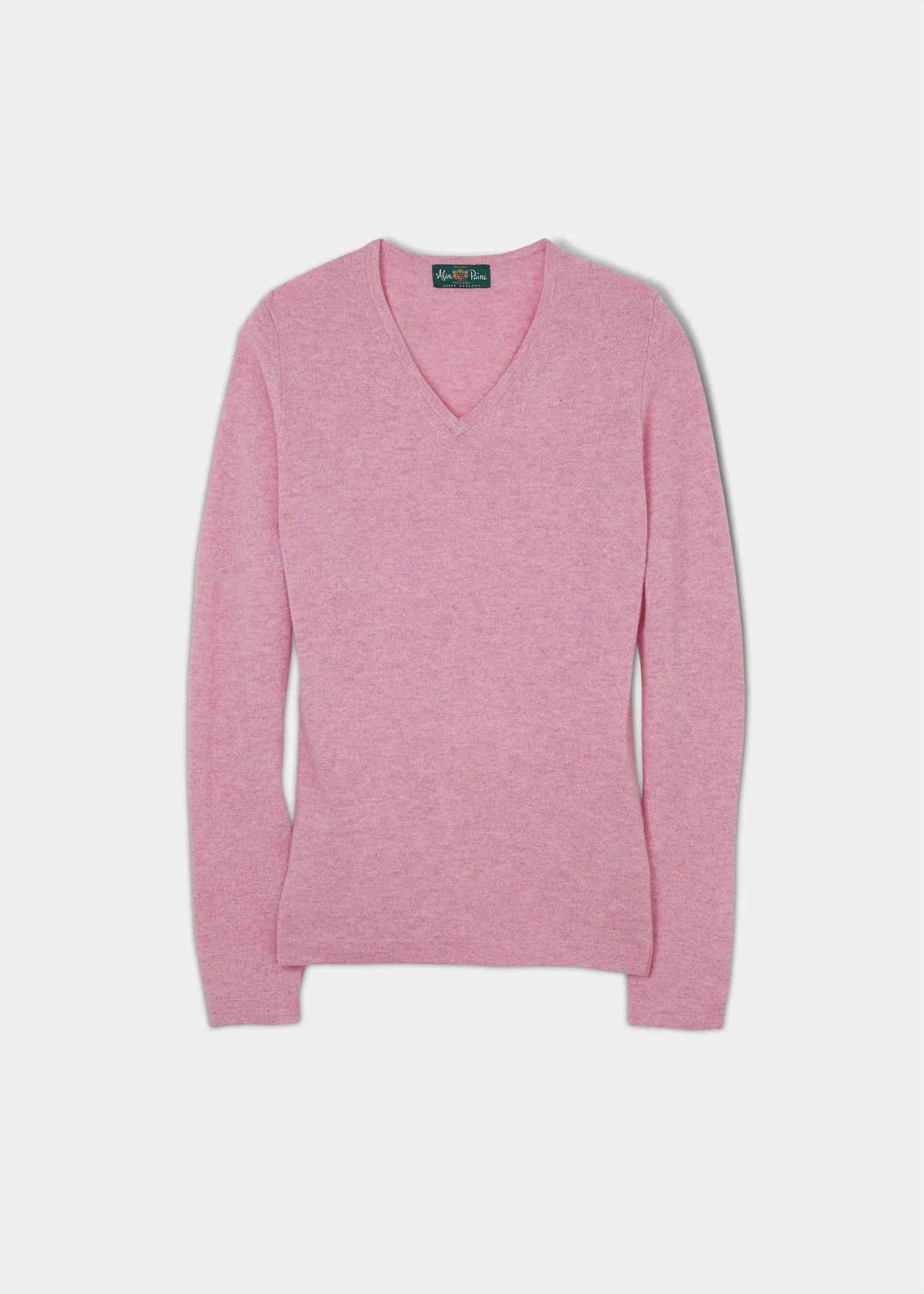 Georgina Ladies Geelong Lambswool Vee Neck Jumper In Flamingo