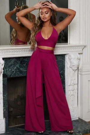 Hang Loose Wide Leg Trousers in Magenta Pink