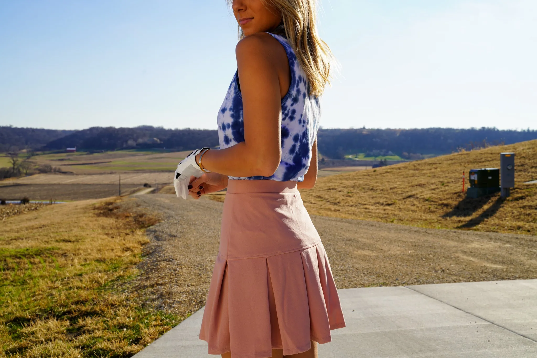 High-Waisted Solid Pleated Mini Golf Skirt [PLUSH PINK]