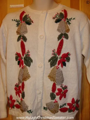 Ivory Cardigan Cheap Christmas Sweater with Serious Bling