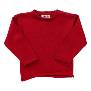 Jersey Rollneck Sweater- Red