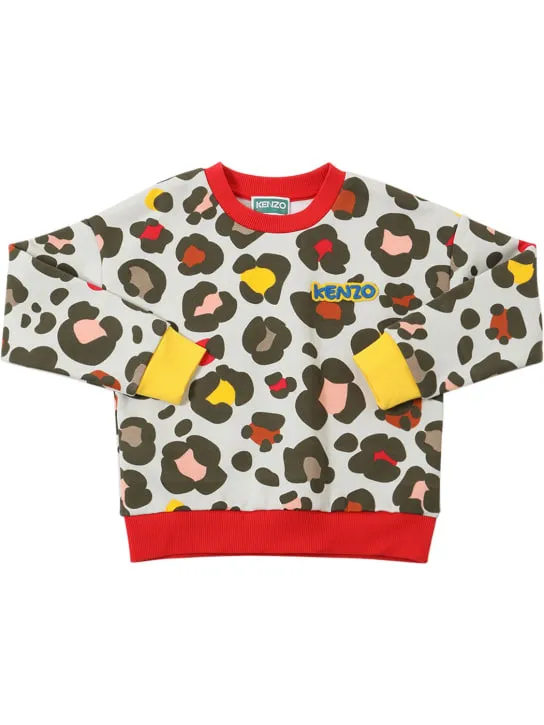 Kenzo Kids   Printed cotton blend sweatshirt w/logo 