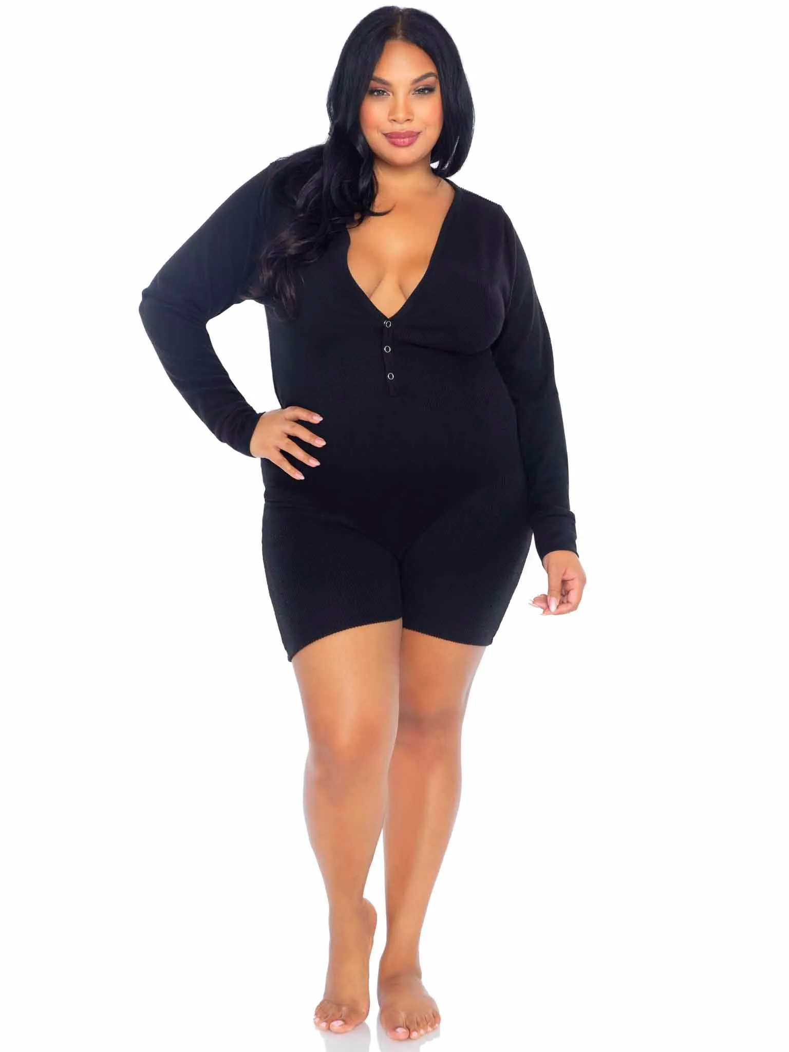 Leg Avenue  Brushed Rib Romper Long Johns  86649X