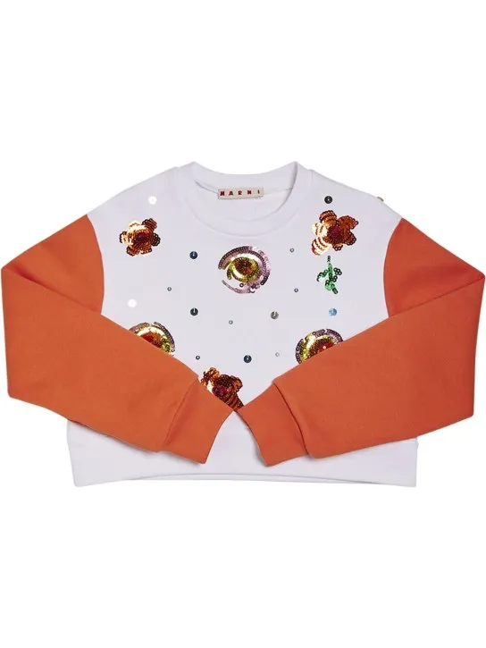 Marni Junior   Printed cotton sweatshirt w/ sequins 