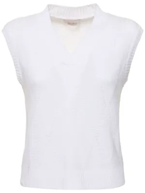 Max Mara   Zebio cotton knit v neck vest 