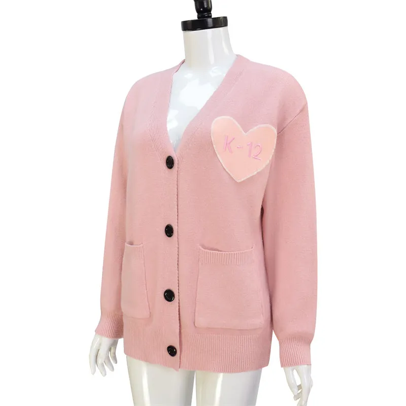 Melanie Martinez K 12 Cardigan Cosplay Costume K12 Crybaby Pink Sweater Black Buttons