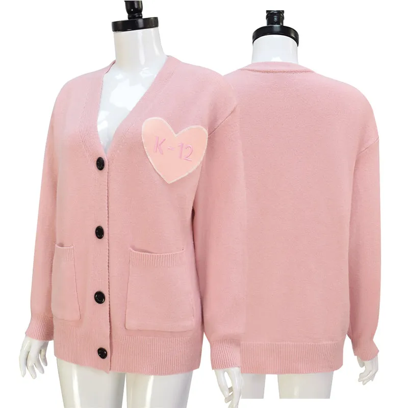 Melanie Martinez K 12 Cardigan Cosplay Costume K12 Crybaby Pink Sweater Black Buttons