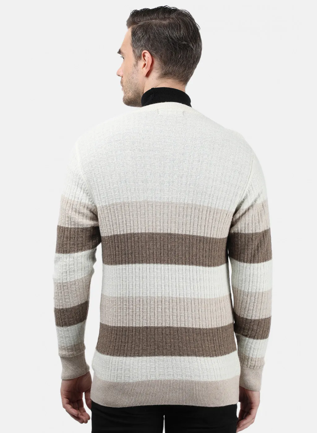 Men Beige & Brown Solid Pullover