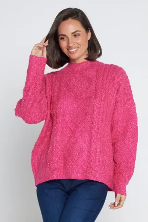 Miranda Cable Knit Jumper - Hot Pink